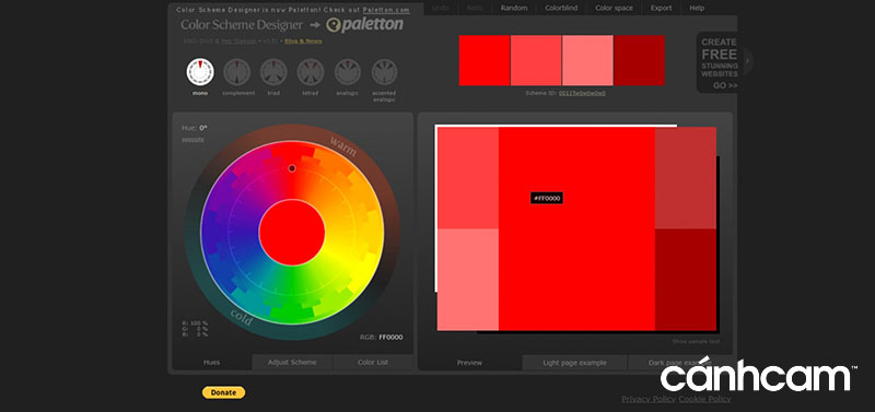 Trang web Colour Scheme designer